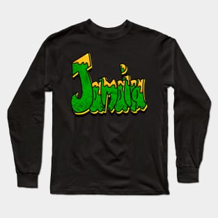 Jamaicans Graffiti drips typography Reggae Rasta Ska Rocksteady dub band Vintage Retro rustic with Jamaican flag colours colors Jamaica Long Sleeve T-Shirt